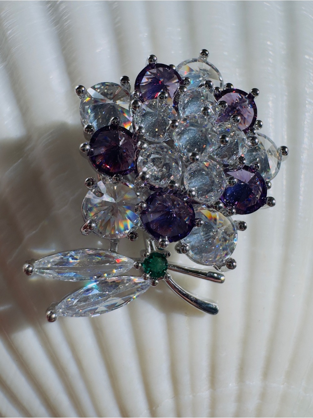 Purple Floral Magnetic Brooch Statement Pin